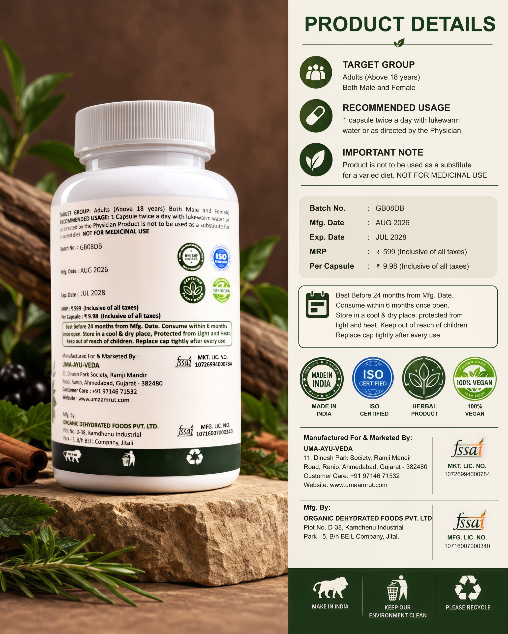 Uma Amrut Diabetes Supplement Bottle