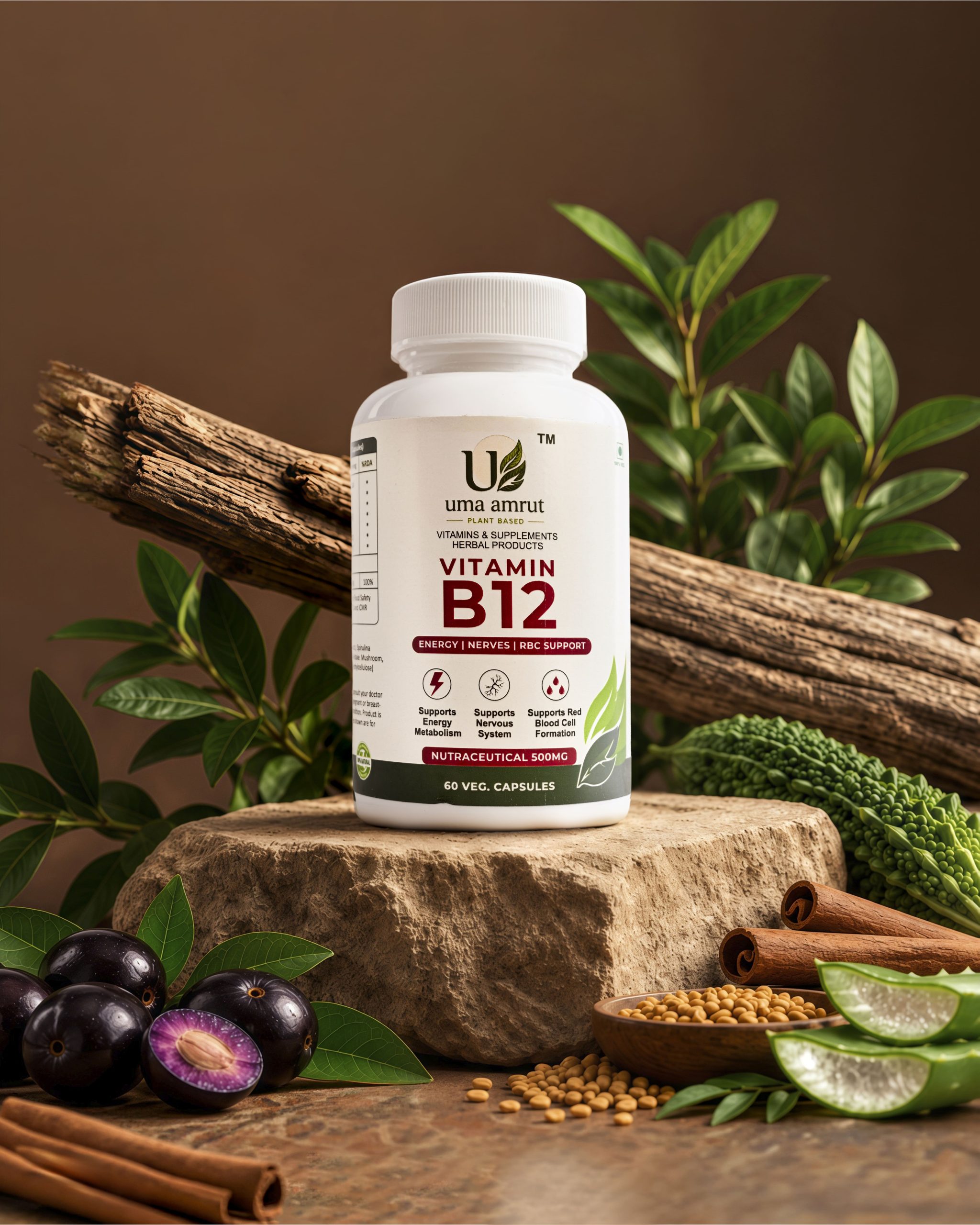 Uma Amrut Vitamin B12 Supplement – 60 Vegetarian Capsules